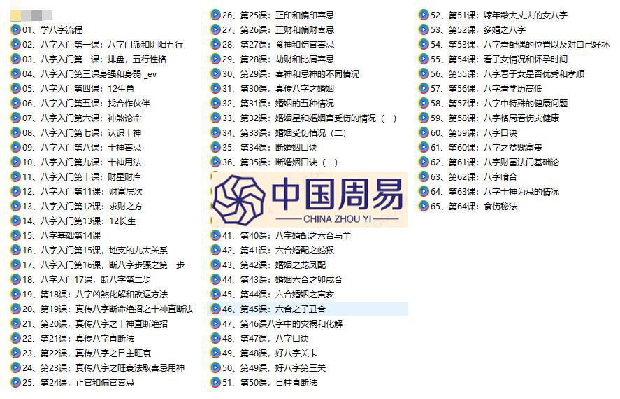 黎宏阳《四柱八字大师班》视频65集